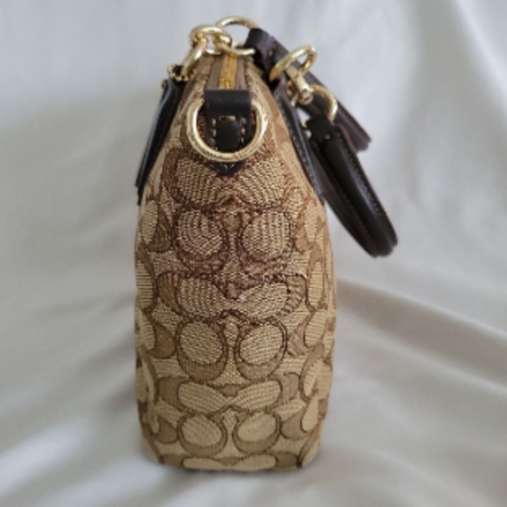 NWT Coach Outline Signature Small Kelsey Handbag Khaki Brown - Picture 6 of 15